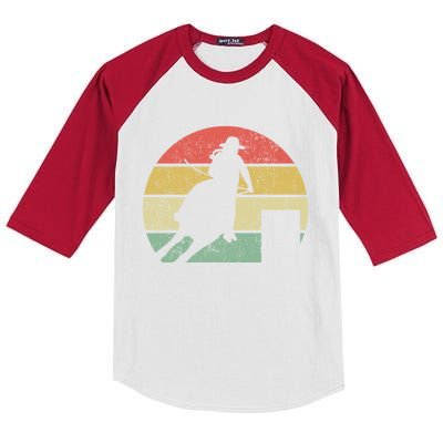 Barrel Racing Rodeo Retro Vintage Gift Kids Colorblock Raglan Jersey