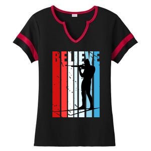 Biathlon Racer Race Competition Shooting Guns Fan Lover Premium Ladies Halftime Notch Neck Tee