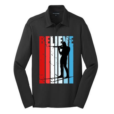 Biathlon Racer Race Competition Shooting Guns Fan Lover Premium Silk Touch Performance Long Sleeve Polo