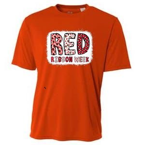 Bleached Red Ribbon Week Leopard We Wear Red For Awareness Cooling Performance Crew T-Shirt