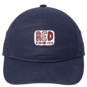 Bleached Red Ribbon Week Leopard We Wear Red For Awareness 7-Panel Snapback Hat