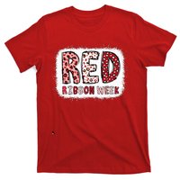 Bleached Red Ribbon Week Leopard We Wear Red For Awareness T-Shirt