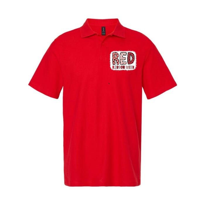 Bleached Red Ribbon Week Leopard We Wear Red For Awareness Softstyle Adult Sport Polo