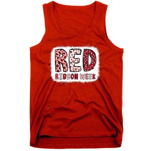 Bleached Red Ribbon Week Leopard We Wear Red For Awareness Tank Top