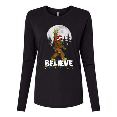 Bigfoot Rock Roll Sasquatch Christmas Believe Gifts  Womens Cotton Relaxed Long Sleeve T-Shirt