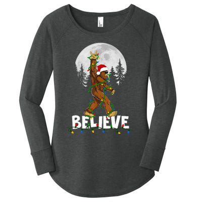 Bigfoot Rock Roll Sasquatch Christmas Believe Gifts  Women's Perfect Tri Tunic Long Sleeve Shirt