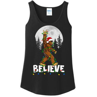 Bigfoot Rock Roll Sasquatch Christmas Believe Gifts  Ladies Essential Tank