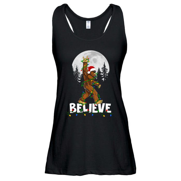 Bigfoot Rock Roll Sasquatch Christmas Believe Gifts  Ladies Essential Flowy Tank