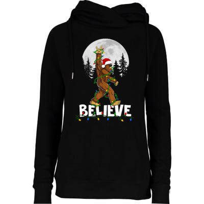 Bigfoot Rock Roll Sasquatch Christmas Believe Gifts  Womens Funnel Neck Pullover Hood