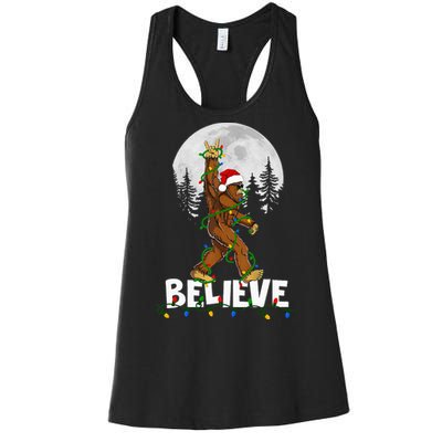 Bigfoot Rock Roll Sasquatch Christmas Believe Gifts  Women's Racerback Tank