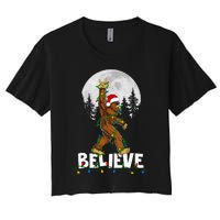 Bigfoot Rock Roll Sasquatch Christmas Believe Gifts  Women's Crop Top Tee