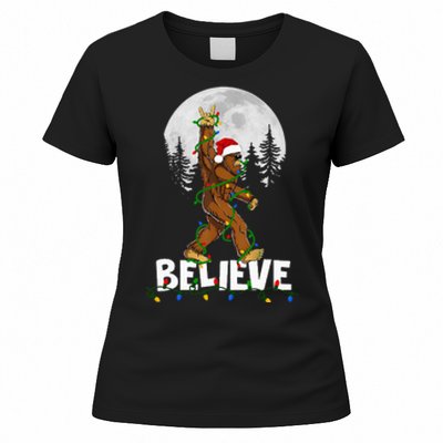 Bigfoot Rock Roll Sasquatch Christmas Believe Gifts  Women's T-Shirt