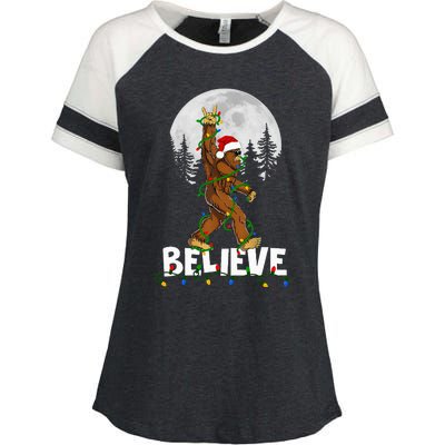 Bigfoot Rock Roll Sasquatch Christmas Believe Gifts  Enza Ladies Jersey Colorblock Tee