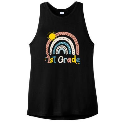 Boho Rainbow Sun For Teachers Women Hello 1st Grade Gift Ladies PosiCharge Tri-Blend Wicking Tank