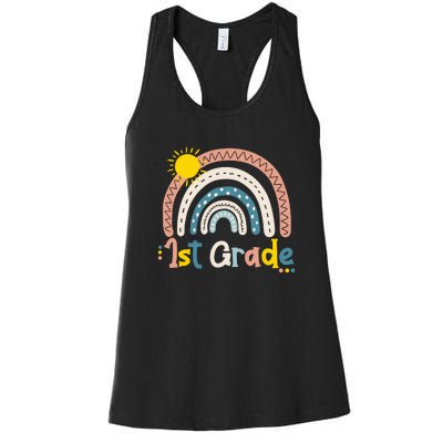 Boho Rainbow Sun For Teachers Women Hello 1st Grade Gift Women's Racerback Tank