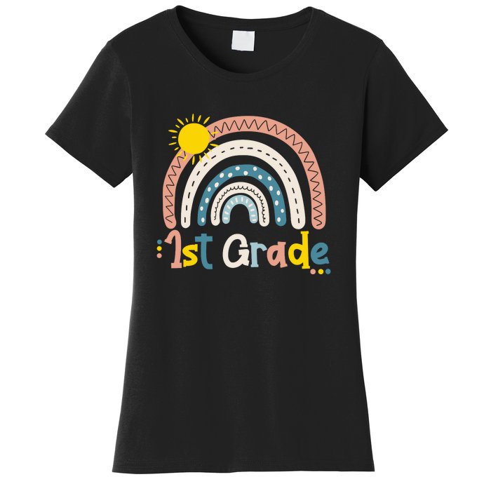 Boho Rainbow Sun For Teachers Women Hello 1st Grade Gift Women's T-Shirt