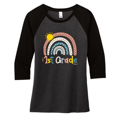 Boho Rainbow Sun For Teachers Women Hello 1st Grade Gift Women's Tri-Blend 3/4-Sleeve Raglan Shirt