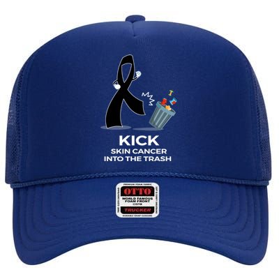 Black Ribbon Skin Cancer Month Products Melanoma Awareness Cool Gift High Crown Mesh Back Trucker Hat