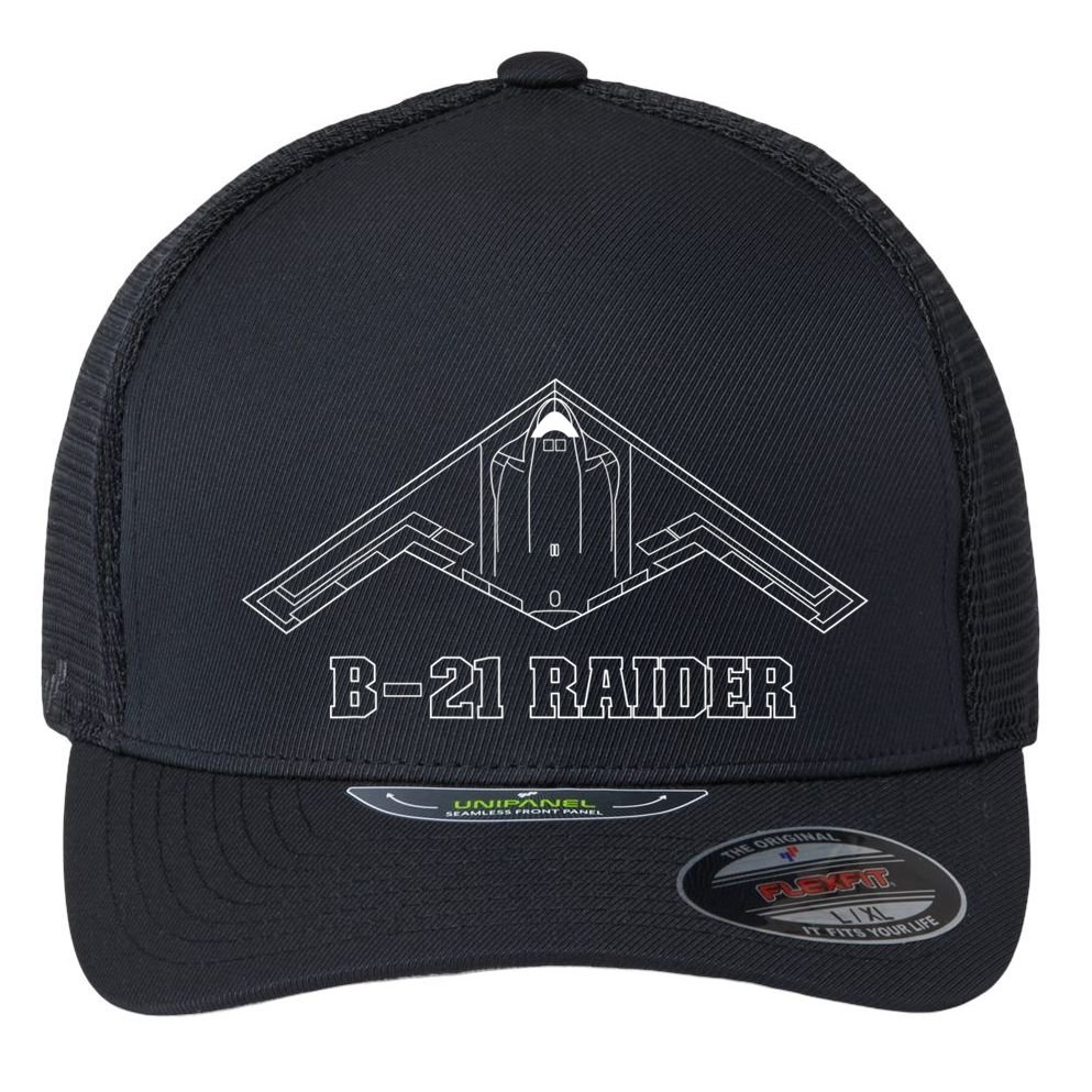 B21 Raider Stealth Bomber Aircraft / USA Airplane Aviation Flexfit Unipanel Trucker Cap