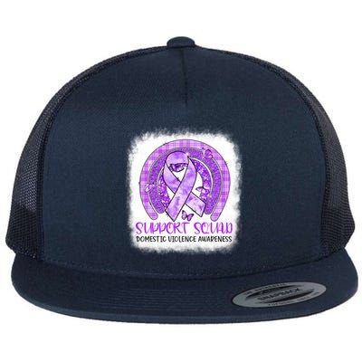 Butterfly Rainbow Support Squad Domestic Violence Awareness Gift Flat Bill Trucker Hat