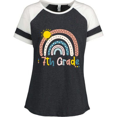 Boho Rainbow Sun For Teachers Women Hello 7th Grade Gift Enza Ladies Jersey Colorblock Tee