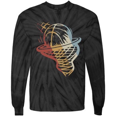 Basketball Retro Style Vintage Tie-Dye Long Sleeve Shirt