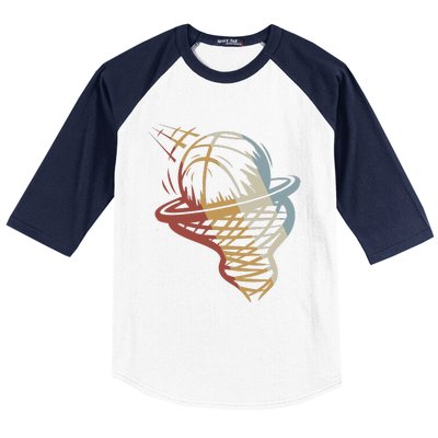 Basketball Retro Style Vintage Baseball Sleeve Shirt