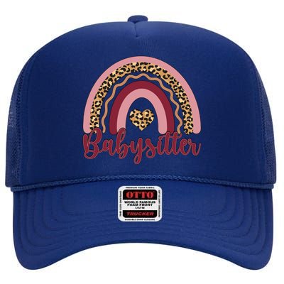 Babysitter Rainbow Sitting Sitters Funny Gift High Crown Mesh Back Trucker Hat