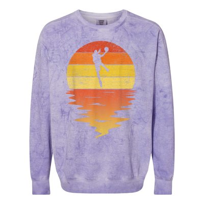 Basketball Retro Sunset 70s Vintage Basketball Colorblast Crewneck Sweatshirt