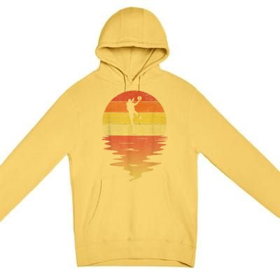 Basketball Retro Sunset 70s Vintage Basketball Premium Pullover Hoodie