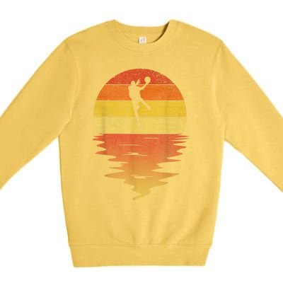 Basketball Retro Sunset 70s Vintage Basketball Premium Crewneck Sweatshirt