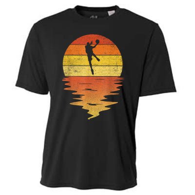 Basketball Retro Sunset 70s Vintage Basketball Cooling Performance Crew T-Shirt