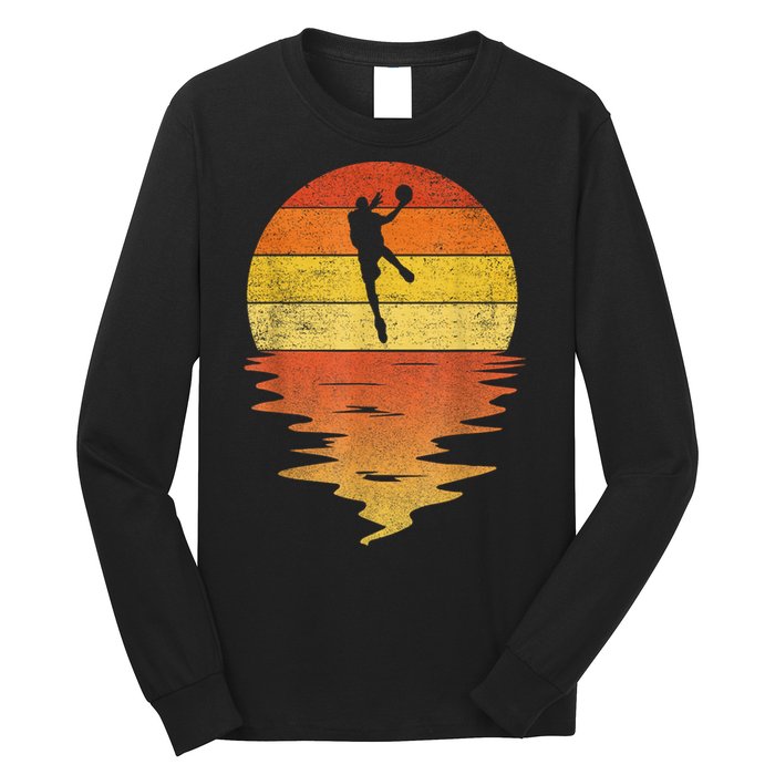 Basketball Retro Sunset 70s Vintage Basketball Long Sleeve Shirt