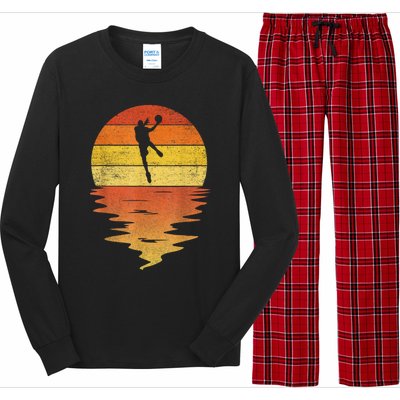 Basketball Retro Sunset 70s Vintage Basketball Long Sleeve Pajama Set