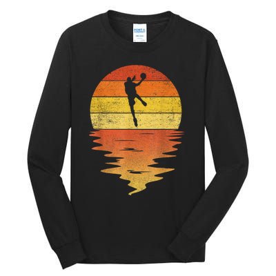 Basketball Retro Sunset 70s Vintage Basketball Tall Long Sleeve T-Shirt