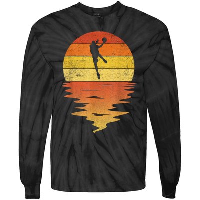 Basketball Retro Sunset 70s Vintage Basketball Tie-Dye Long Sleeve Shirt