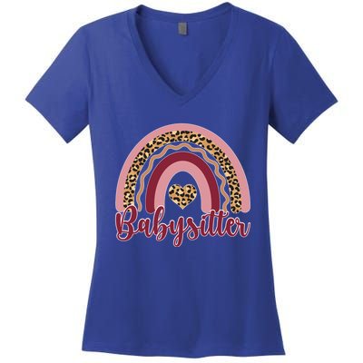 Babysitter Rainbow Sitting Sitters Gift Women's V-Neck T-Shirt