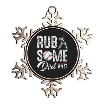 Baseball Rub Some Dirt On It Funny Humor Sayings Quotes Metallic Star Ornament