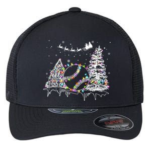 Baseball Reindeer Santa Hat Baseball Christmas Lights Xmas Gift Flexfit Unipanel Trucker Cap