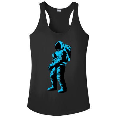 Blue Retro Space Astronaut Ladies PosiCharge Competitor Racerback Tank