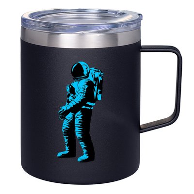 Blue Retro Space Astronaut 12oz Stainless Steel Coffee Mug