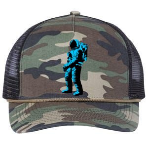 Blue Retro Space Astronaut Retro Rope Trucker Hat Cap