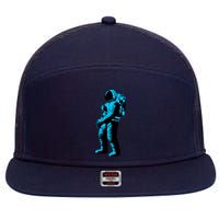 Blue Retro Space Astronaut 7 Panel Mesh Trucker Snapback Hat