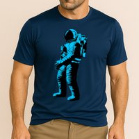 Blue Retro Space Astronaut Performance Shirt