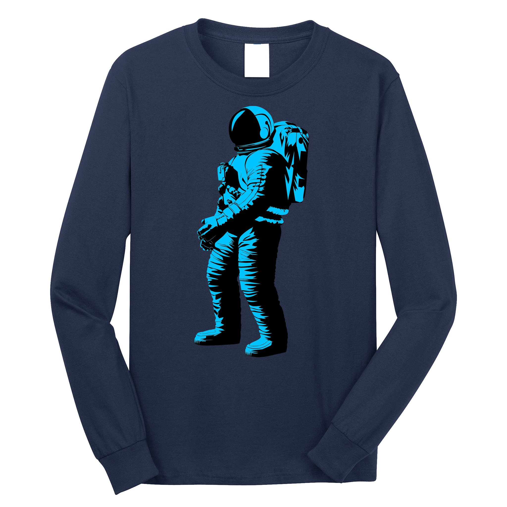 Blue Retro Space Astronaut Long Sleeve Shirt