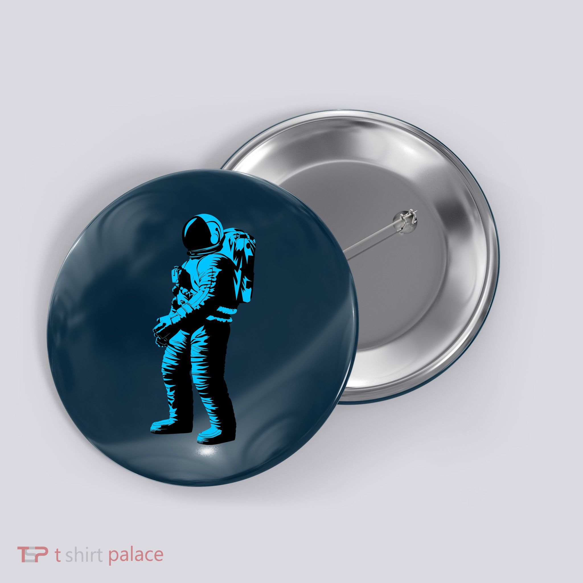 Blue Retro Space Astronaut Button