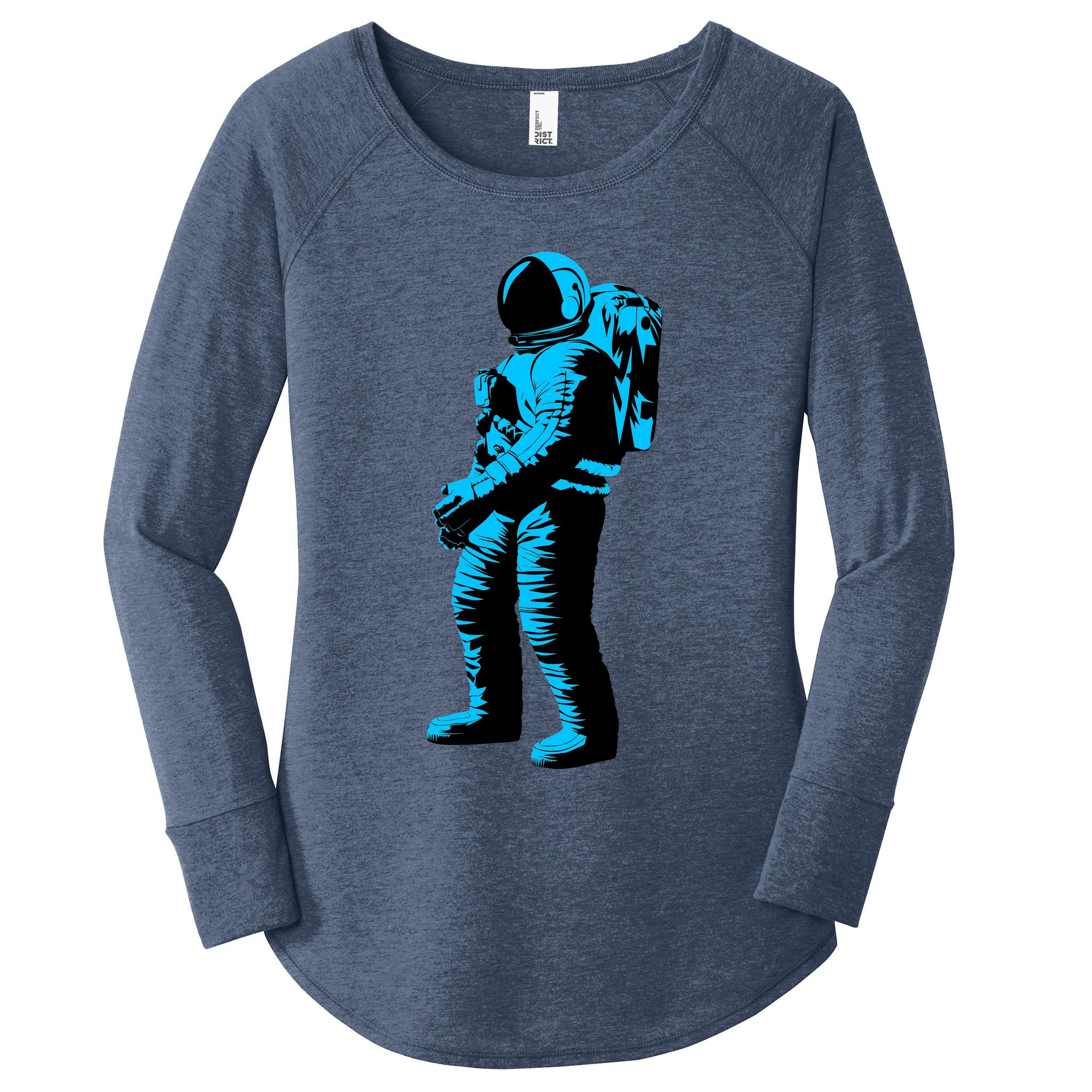 Blue Retro Space Astronaut Women's Perfect Tri Tunic Long Sleeve Shirt