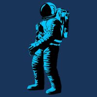 Blue Retro Space Astronaut 16 in Basic Backpack