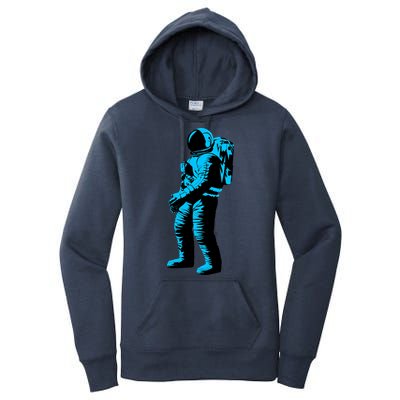 Blue Retro Space Astronaut Women's Pullover Hoodie