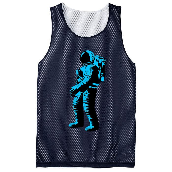 Blue Retro Space Astronaut Mesh Reversible Basketball Jersey Tank